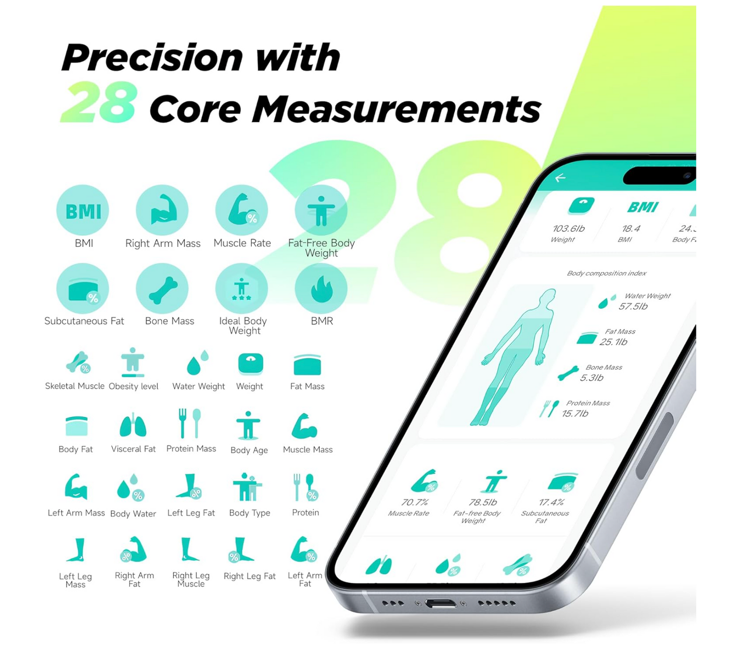 Runstar Smart Body Composition Scale with Handle